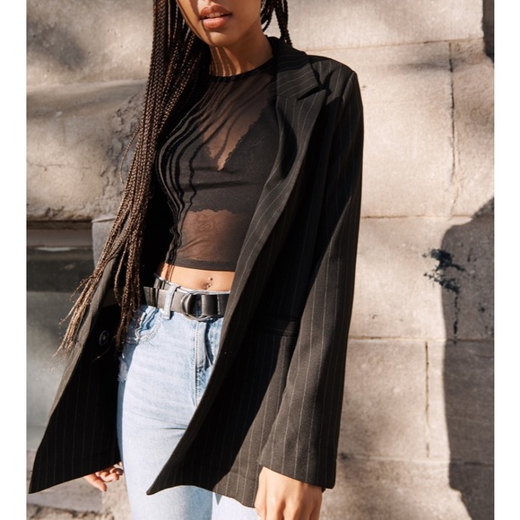 Oversized Pinstripe Blazer - Picture 1 of 5